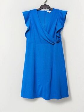 Halogen Cobalt Blue Faux-Wrap A-Line Dress